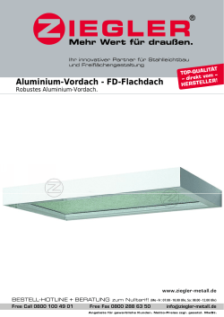 Aluminium-Vordach - FD-Flachdach - Das ZIEGLER Handbuch zeigt