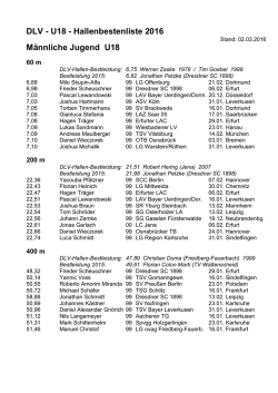 DLV - U18 - Hallenbestenliste 2016 M&auml;nnliche Jugend U18