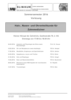 HNO-Vorlesung SoSe 2016 - Fachschaft Zahnmedizin M&uuml;nchen