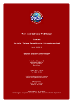 Preisliste - und Getränke
