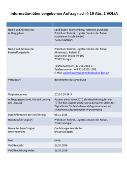 Information &uuml;ber vergebenen Auftrag nach &sect; 19 Abs. 2 VOL/A