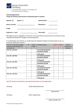 Learning Agreement - Universität Flensburg