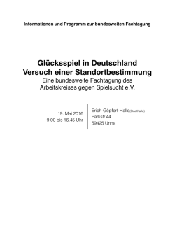Programm und Referenten - Arbeitskreis gegen Spielsucht eV