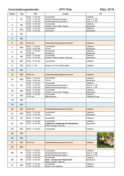 Veranstaltungen im März APH Wier