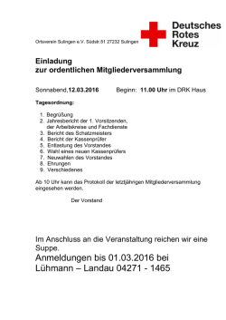 Jahreshauptversammlung im DRK-Haus