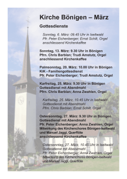 Gottesdienste im März in Bönigen - Pfarrkreis Bönigen
