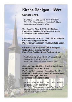 Gottesdienste im M&auml;rz in B&ouml;nigen - Pfarrkreis B&ouml;nigen