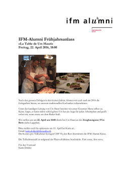 IFM Alumni Fr&uuml;hjahrsanlass 2016