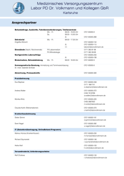 Ansprechpartner - MVZ Labor PD Dr. Volkmann und Kollegen
