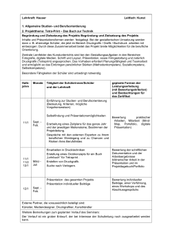 Lehrkraft: Hauser Leitfach: Kunst 1. Allgemeine Studien
