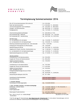 Terminplanung Sommersemester 2016