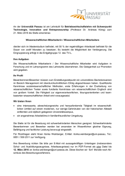 Wissenschaftliche Mitarbeiterin/Wissenschaftlicher Mitarbeiter