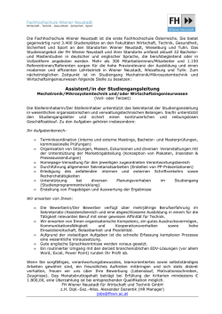 Inseratstextierung Assistenz der Studiengangsleitung