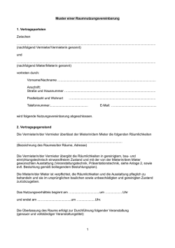 Muster einer Raumnutzungsvereinbarung 1. Vertragsparteien