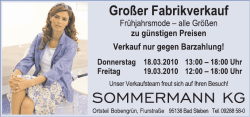 Gro&szlig;er Fabrikverkauf