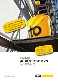 Einladung StoTechnik Forum WDVS