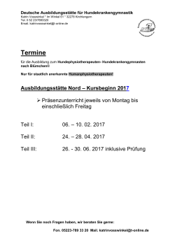 Termine - Deutsche Ausbildungsstätte für Hundephysiotherapie