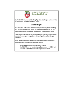 Mitarbeiter(in). - Landvolk Niedersachsen Kreisverband Celle