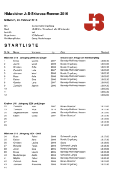 Startliste J S-Langlauf 2016