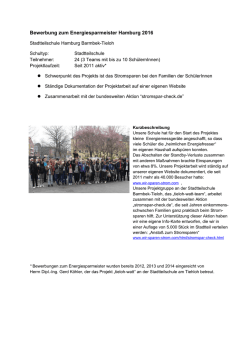Bewerbung zum Energiesparmeister Hamburg 2016