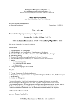 Einladung zur HRV - Hegering Freudenberg