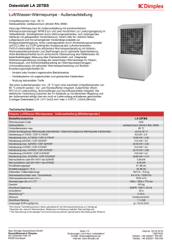 Datenblatt Luft/Wasser-Wärmepumpe - Außenaufstellung