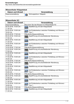 Wiesenthaler Klöppelstub Datum und Uhrzeit