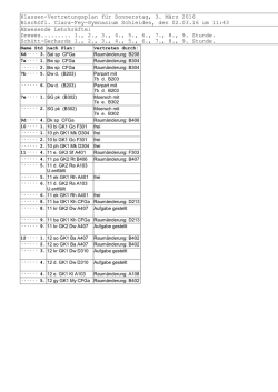Klassen-Vertretungsplan für Dienstag, 1. März 2016 Bischöfl. Clara