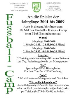 Oster Fußball Camp Info - ETuS Bissingheim 1925 eV