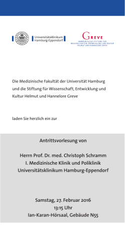 Antrittsvorlesung von Herrn Prof. Dr. med. Christoph Schramm I