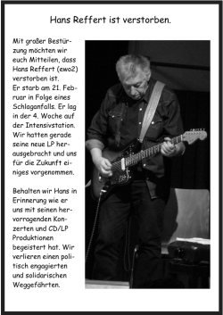 Hans Reffert ist verstorben.