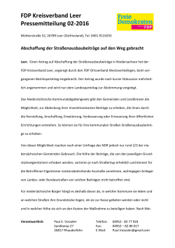 FDP Kreisverband Leer Pressemitteilung 02-2016