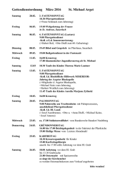 Gottesdienstordnung Februar 2016 St. Michael, Arget