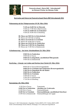 Gottesdienste in der Karwoche und am Ostern