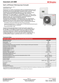 Datenblatt Split-Luft/Wasser-Wärmepumpe Kompakt: LAK