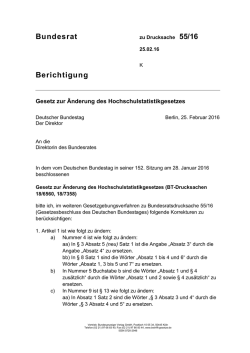 Bundesrat Berichtigung