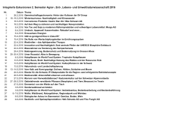 Integrierte Exkursionen 2. Semester Agrar-, Erd-, Lebens