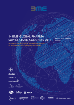 1st BME GLOBAL PHARMA SUPPLY CHAIN CONGRESS 2016