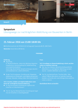 Symposium Lösungswege zur nachträglichen Abdichtung von