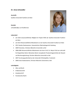 Dr. Anna Schwedler - Fachbereich Rechtswissenschaft der Goethe