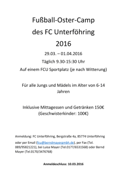 Einladung Feriencamp