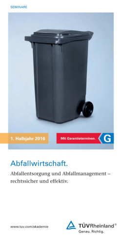 Seminare Abfallwirtschaft 1. Halbjahr 2016