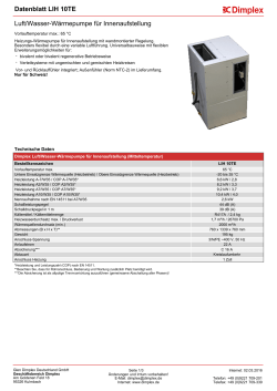 Datenblatt Luft/Wasser-Wärmepumpe für Innenaufstellung