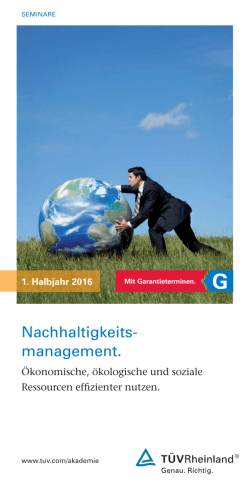 Seminare Nachhaltigkeit 1. Halbjahr 2016