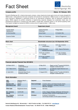 DBAG Factsheet - Deutsche Beteiligungs AG