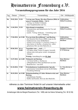Programm 2016 - Heimatverein Fresenburg