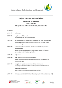 Projekt – Forum Dorf und Klima - Dorfentwicklung und Klimaschutz