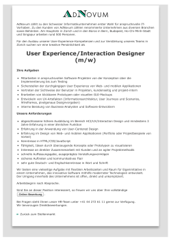 UX/Interaction Designer @ Adnovum in Zürich