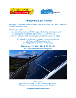 Vortrag zum Thema "Photovoltaik für Private"