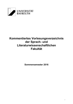 Sommersemester 2016 - Sprach- und Literaturwissenschaftliche
